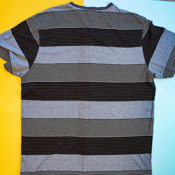 Grey Striped XL V-Neck T-shirt - Picture 2 of 3